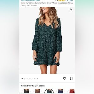 Polka dot green tunic dress